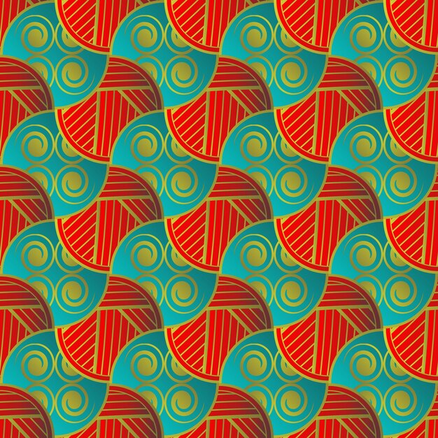 Fondo abstracto con textura verde rojo combinado con líneas doradas frescas