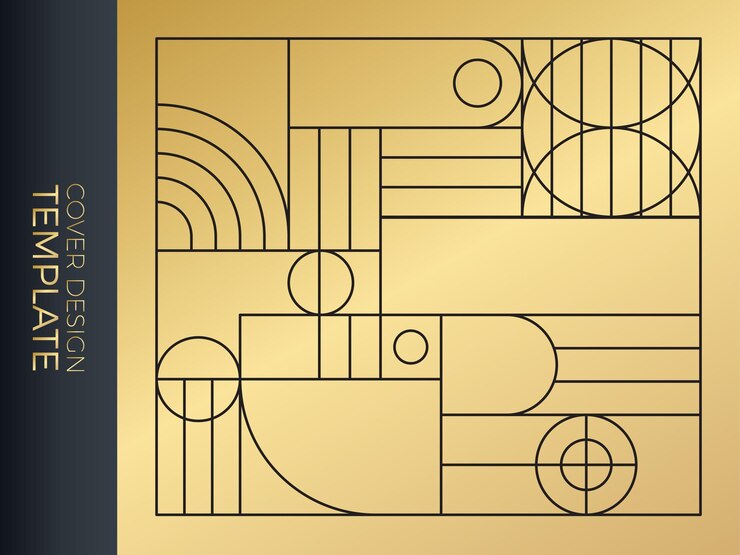 Vector fondo abstracto con texturas geométricas de onda de punto de línea cuadrada de medio círculo, estilo moderno art deco