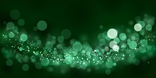 Fondo abstracto en tonos verdes con muchos destellos brillantes algunos de los cuales están enfocados y otros están borrosos creando un cautivador efecto bokeh