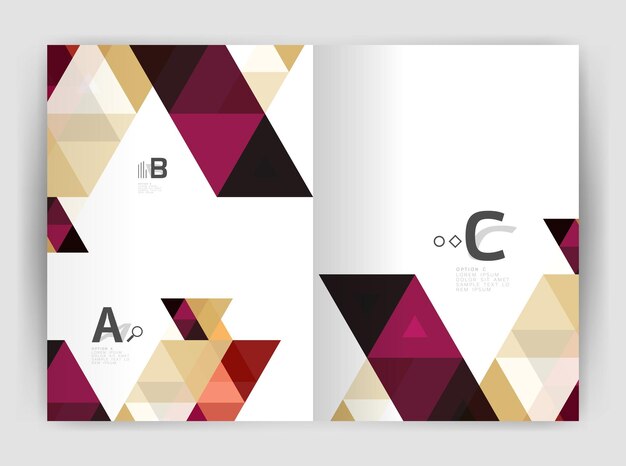 Fondo abstracto con triángulos de color fondo de impresión de informe anual Diseño vectorial para opciones de número de diagrama de diseño de flujo de trabajo o diseño web