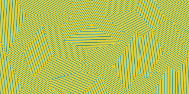 Fondo abstracto de triángulos concéntricos en colores amarillos
