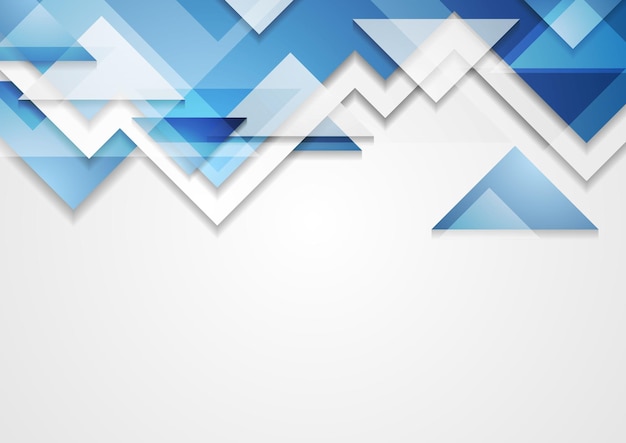 Fondo abstracto de triángulos de tecnología azul brillante