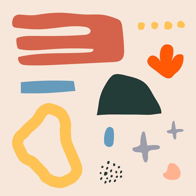 Fondo abstracto con varias formas y objetos de garabatos dibujados a mano