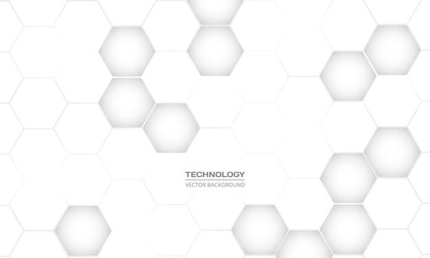 Fondo abstracto de vector 3D de tecnología hexagonal blanca Tecnología de fondo hexagonal moderno futurista Rejilla de textura de panal blanco Ilustración vectorial