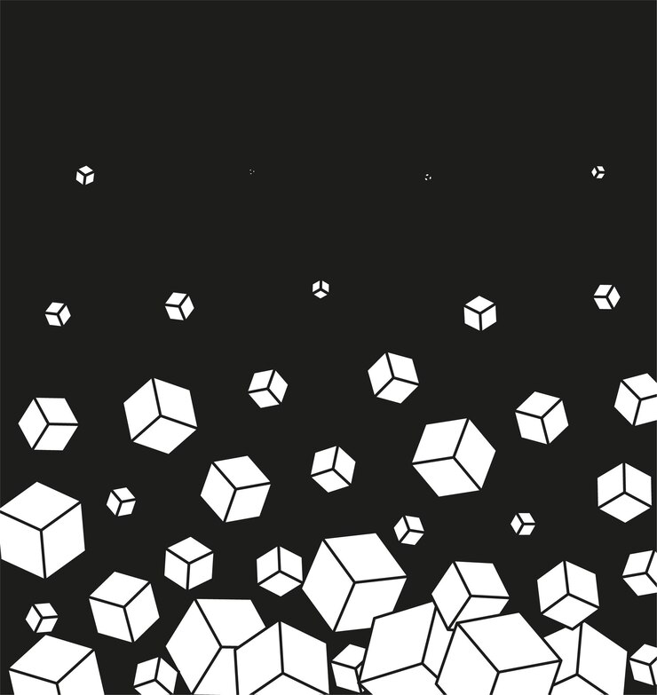 Vector fondo abstracto de vector con celda de cubo. ilustración de tecnología moderna con malla cuadrada. abstracción geométrica digital con líneas y puntos.