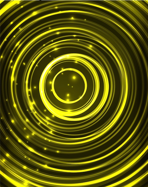 Fondo abstracto de vector de círculos amarillos neón