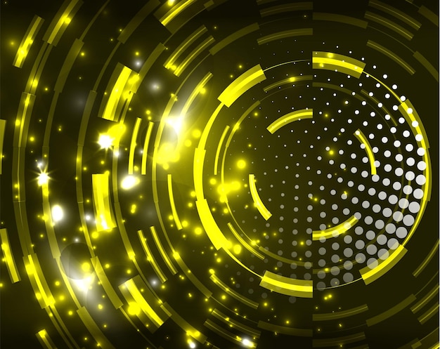 Fondo abstracto de vector de círculos amarillos neón