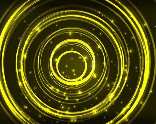 Fondo abstracto de vector de círculos amarillos neón