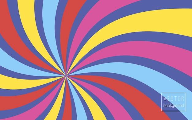 Fondo abstracto de vector colorido brillante de rayas de arco iris arremolinadas para pancarta, sitio web, postal. Ilustración vectorial