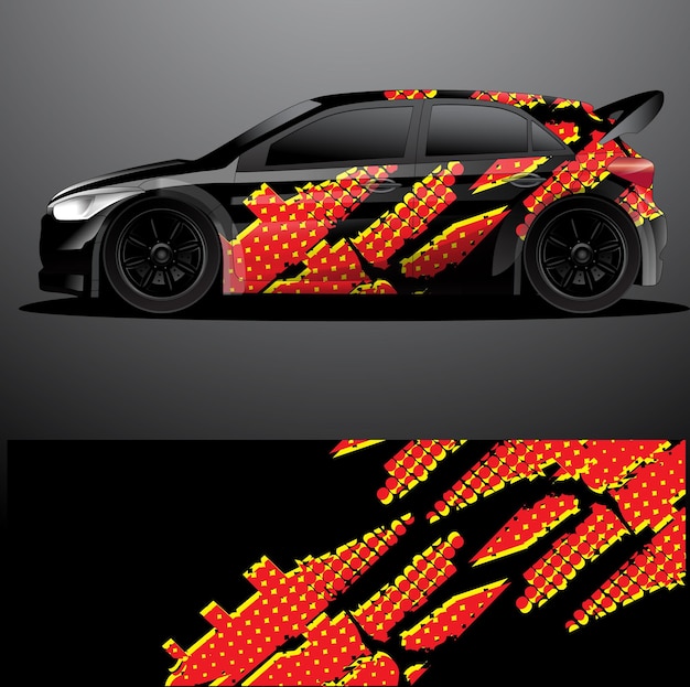 Fondo abstracto de vector de envoltura gráfica de calcomanía de coche de rally
