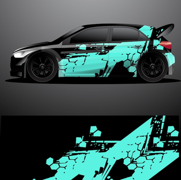 Fondo abstracto de vector de envoltura gráfica de calcomanía de coche de rally