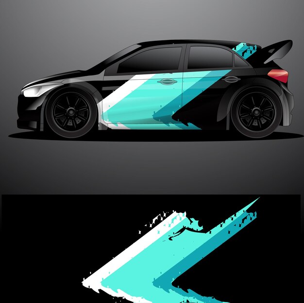 Fondo abstracto de vector de envoltura gráfica de calcomanía de coche de rally