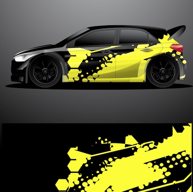 Fondo abstracto de vector de envoltura gráfica de calcomanía de coche de rally