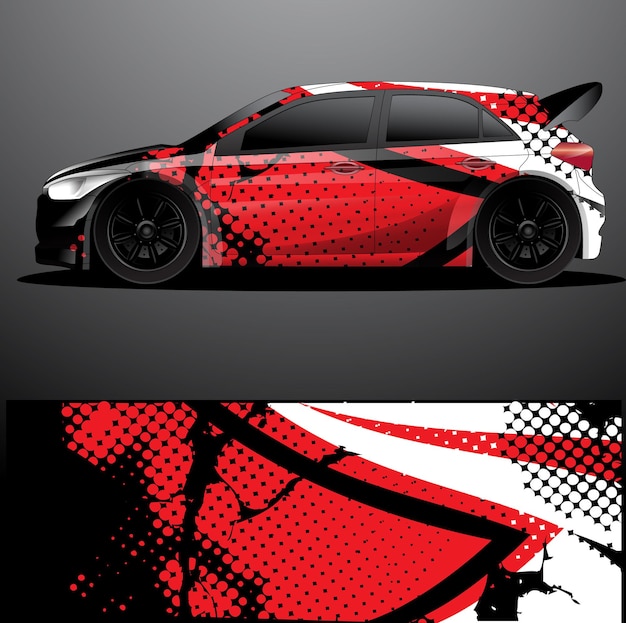 Fondo abstracto de vector de envoltura gráfica de calcomanía de coche de rally