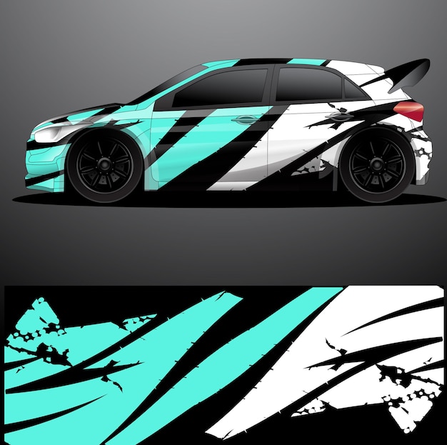 Fondo abstracto de vector de envoltura gráfica de calcomanía de coche de rally