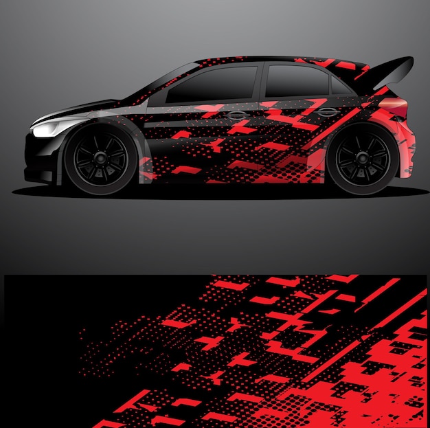 Fondo abstracto de vector de envoltura gráfica de calcomanía de coche de rally