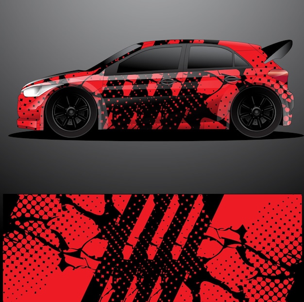 Fondo abstracto de vector de envoltura gráfica de calcomanía de coche de rally