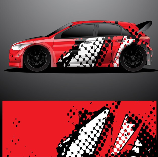 Fondo abstracto de vector de envoltura gráfica de calcomanía de coche de rally