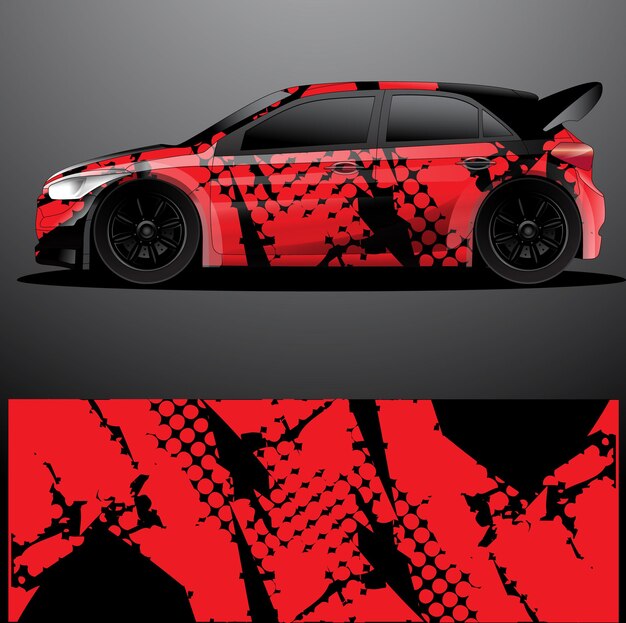 Fondo abstracto de vector de envoltura gráfica de calcomanía de coche de rally