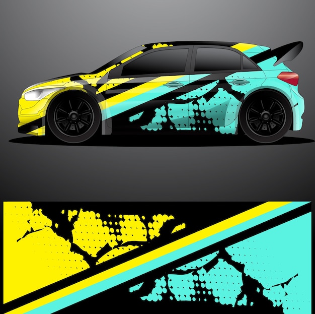 Fondo abstracto de vector de envoltura gráfica de calcomanía de coche de rally