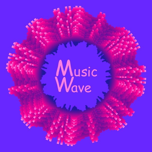 Fondo abstracto de vector con línea de ondas dinámicas y partículas Cartel de música de círculo colorido de onda de sonido Ilustración de tecnología digital