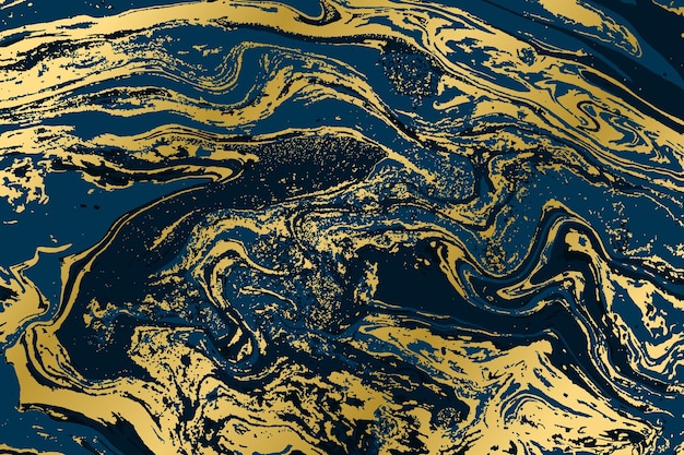 Fondo abstracto de vector mármol azul y oro