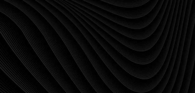 Fondo abstracto del vector de onda monocromático negro