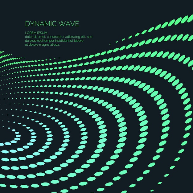 Fondo abstracto de vector con ondas dinámicas de color, línea y partículas. Ilustración adecuada para el diseño