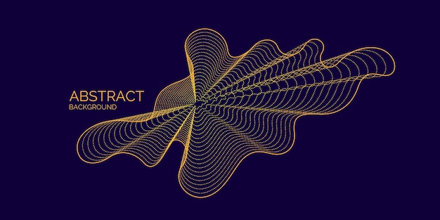Fondo abstracto de vector con ondas dinámicas, líneas y partículas. Ilustración adecuada para el diseño