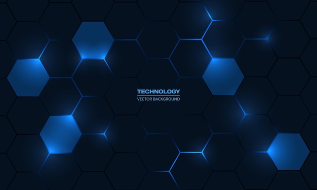 Fondo abstracto de vector de tecnología hexagonal azul oscuro