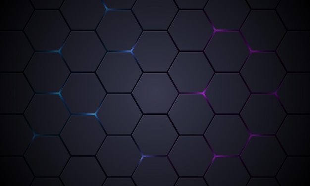 Fondo abstracto de vector de tecnología hexagonal gris oscuro d