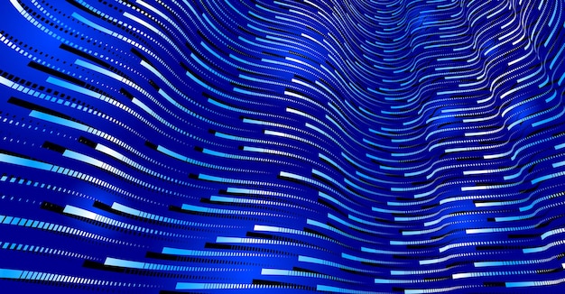 Fondo abstracto de vector de tecnología con líneas de gran flujo de datos, abstracción 3D de nanotecnología y ciencia, electrónica y estilo digital, perspectiva dimensional de red de alambre.