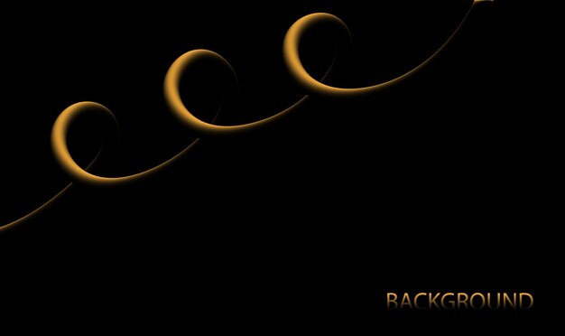 Fondo abstracto vectorial con línea giratoria dorada brillante. efecto 3D Fondo oscuro con oro