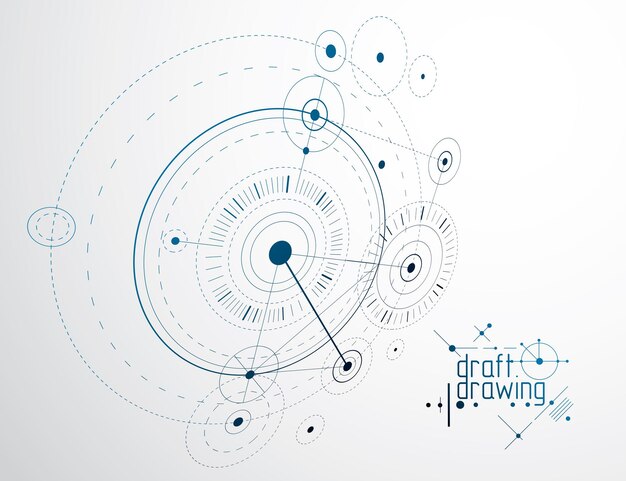 Fondo abstracto vectorial de tecnología de ingeniería mecánica, abstracción cibernética con esquemas industriales innovadores.