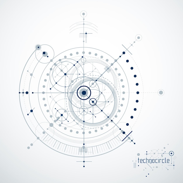 Fondo abstracto vectorial de tecnología de ingeniería mecánica, abstracción cibernética con esquemas industriales innovadores.