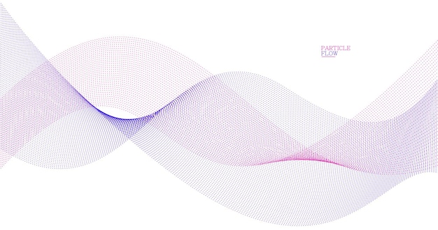 Fondo abstracto vectorial tranquilo con onda de partículas que fluyen líneas curvas suaves y suaves puntos en movimiento ilustración aireada y relajante