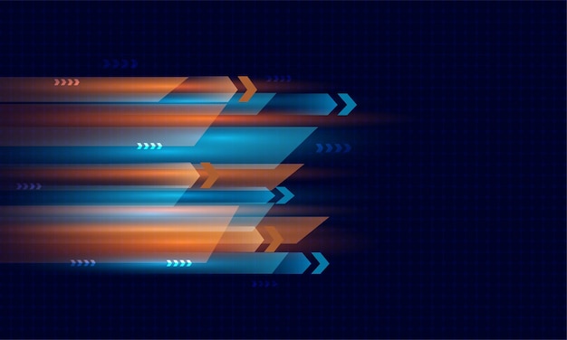 Vector fondo abstracto de velocidad de luz naranja y azul.