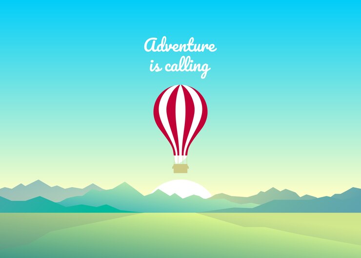 Fondo abstracto de verano. Globo en un cielo despejado. Vuelo al amanecer. Aeronáutica en la montaña. Festival de Globos. Paisaje de montaña.