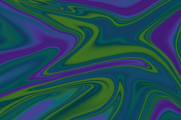 Fondo abstracto verde y azul con remolinos morados y verdes.