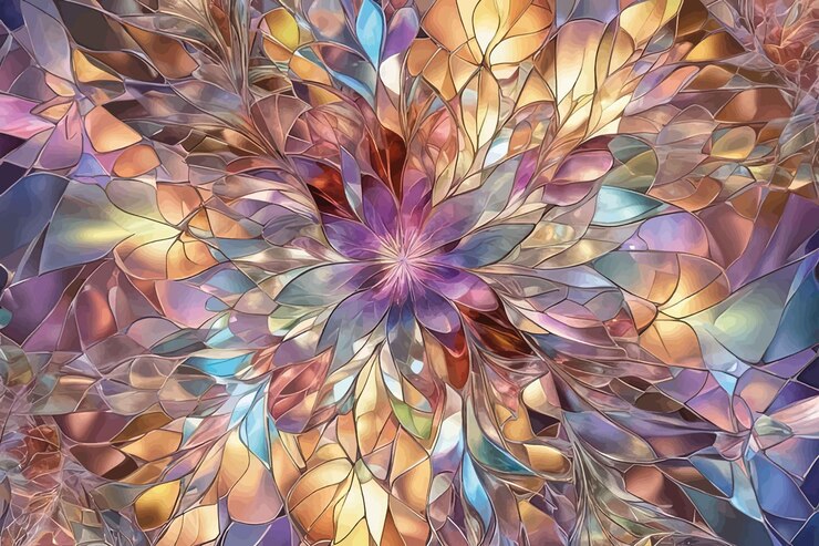 Vector fondo abstracto de vidrio de coloresfondo abstracto de vidrio de colores3 d renderizado frac abstracto