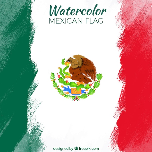 Vector fondo de acuarela de bandera de méxico