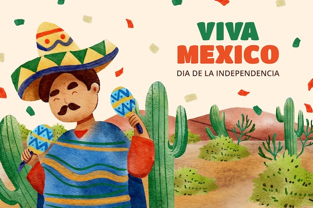 Fondo de acuarela para la celebración de la independencia de méxico