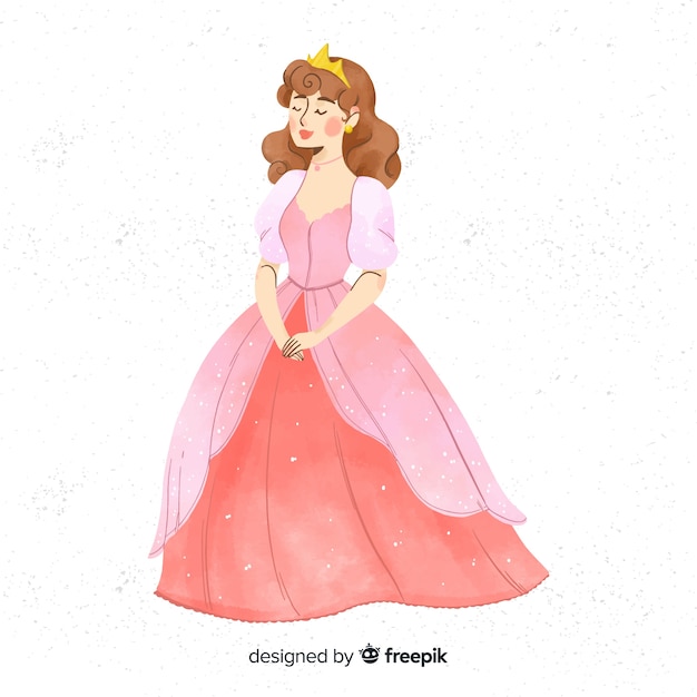 Vector fondo acuarela dibujo de una princesa