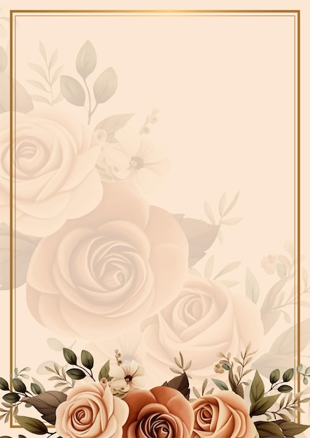 Vector fondo de acuarela elegante rústico marrón y beige con flora y flores