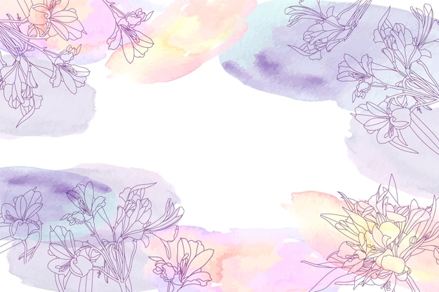 Fondo de acuarela con elementos dibujados a mano