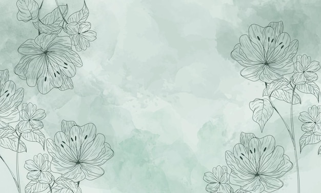 fondo de acuarela con elementos florales dibujados a mano