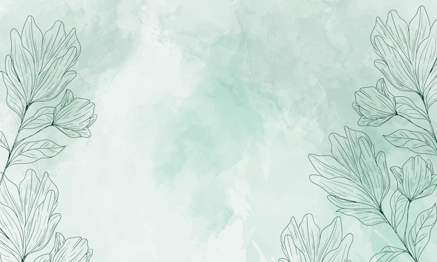 fondo de acuarela con elementos florales dibujados a mano