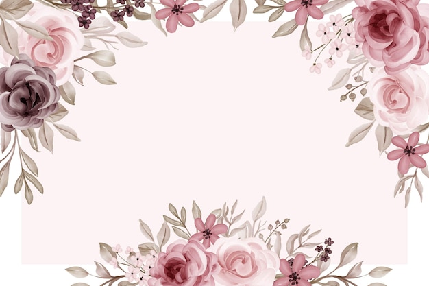 Fondo de acuarela de flor rosa marrón y marrón de lujo