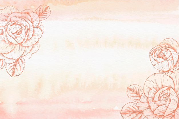 Fondo de acuarela con flores dibujadas