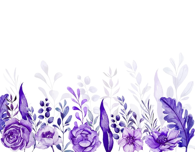 Vector fondo acuarela con flores y hojas